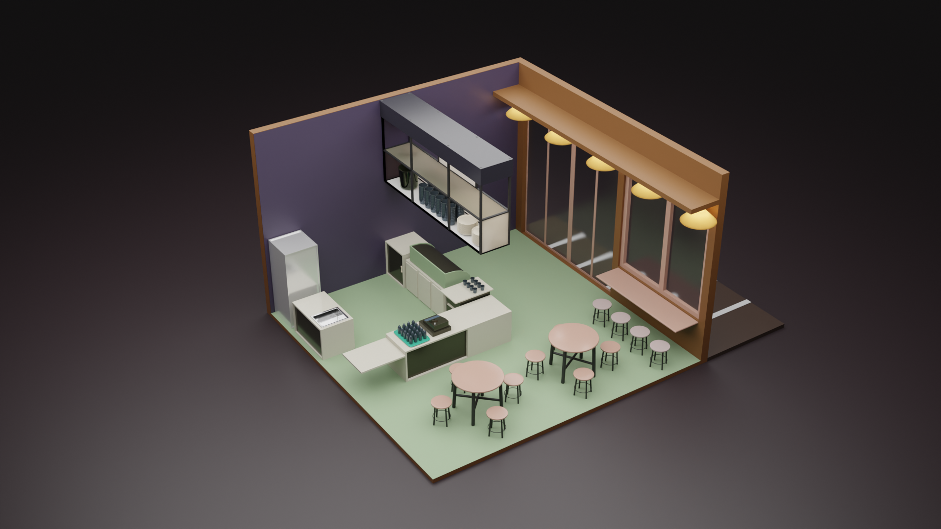 Cafe scene 3D model